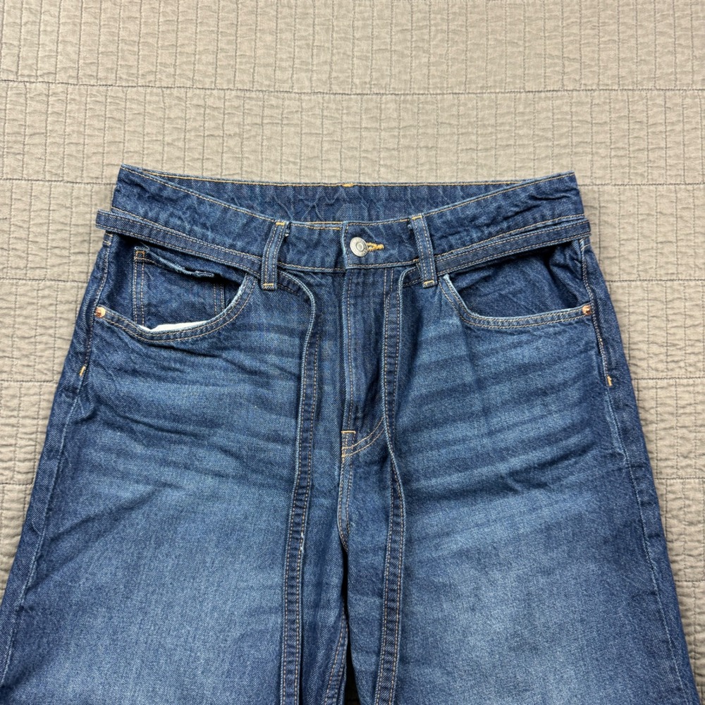 H&M Super Baggy Loose Fit Jeans Women 6 Blue Medium Wash Denim Wide Leg - Picture 2 of 13